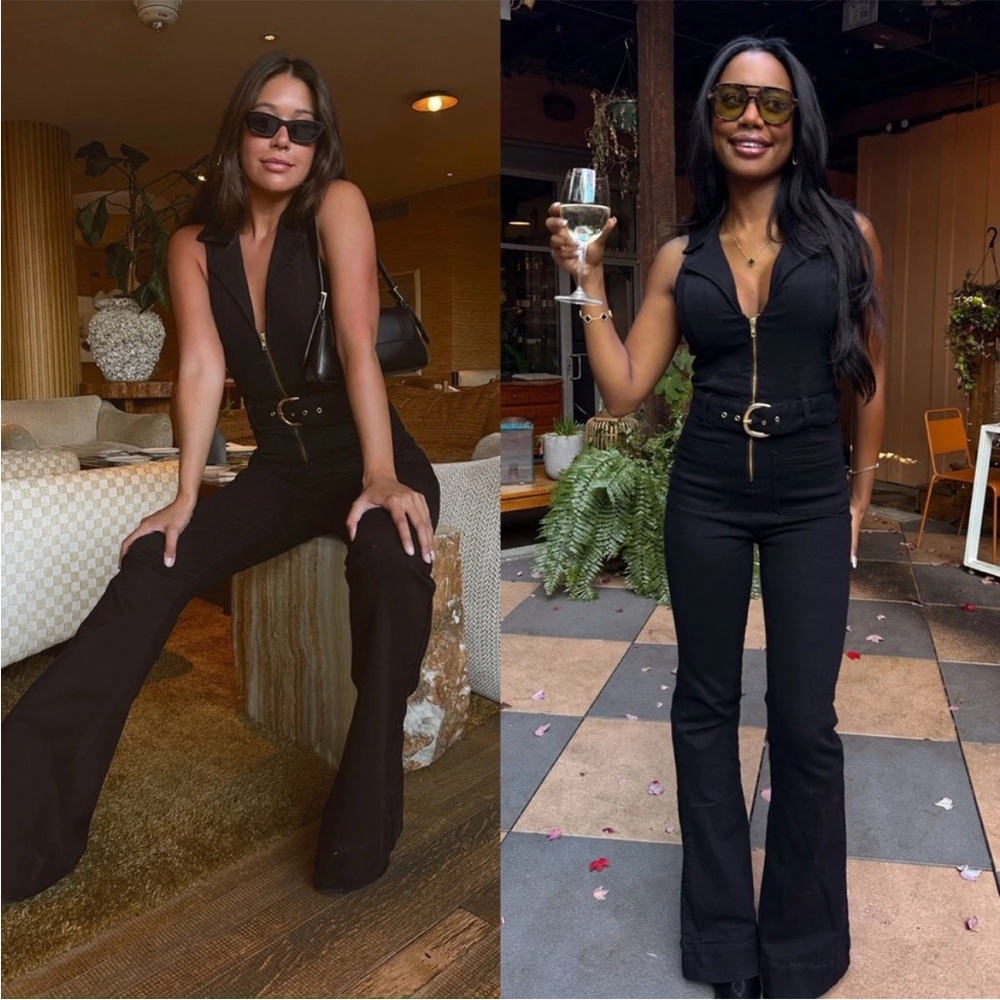 Show Me Your Mumu Black Zip-Front Belted Jumpsuit